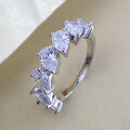 wholesale 925 Sterling Silver Zhuo Zhifan Jewelry 4*6mm Teardrop Row Diamond Ring Light Luxury Fashion Minimalist Style Zircon Ring-0-0