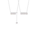 wholesale 18K Gold Diamond Akoya Seawater Pearl Balance Beam Note Necklace Women's High-End Round Collarbone Chain-0-4