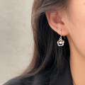 wholesale 999 Silver Flower Jumping Hook Earrings Fashionable Luxury Diamond-Inlaid High-End Student Earrings Versatile Trendy-0-3