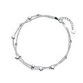 wholesale S925 Silver Anklet for Women, Fashion Korean Style Sweet Double-Layer Beaded Star Anklet, Temperament and Personality Anklet for Women S0758-0-4