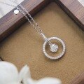 wholesale S925 Sterling Silver Full-Circle Pavé Diamond Pendant Necklace for Women, Fashion-Forward Minimalist Versatile Statement Piece with Dazzling Sparkle-0-0