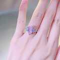 wholesale S925 Sterling Silver New 8*12mm Imported High Carbon Diamond Radiant Cut Teardrop Pink Diamond Ring for Women-0-3