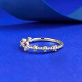 wholesale S925 silver diamond-encrusted pink and white dual-tone high-end niche fashion ring for women-0-1