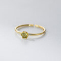 wholesale S925 Sterling Silver Fresh and Sweet Ins Style Niche Design Exquisite Olive Green Single Diamond Ring R02790-0-1