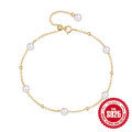 wholesale S925 Sterling Silver Adjustable Pearl Ballpoint Pen Beaded Bracelet,INS。-0-5