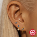 wholesale S925 Sterling Silver Classic Eight-Pointed Star Zircon Ear Hoop and Stud Earring Set,-0-1