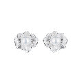 wholesale S925 Sterling Silver Minimalist Niche Design Pearl Flower Stud Earrings Sweet and Elegant Versatile Women's Jewelry-0-4