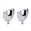 wholesale S925 Sterling Silver Milk Pattern Totem Patchwork Heart Ear Clasp Retro Fresh Sweet Lady Style Ear Accessories-0-4