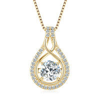 S925 Silver Moissanite Necklace, Women's Pendant Choker, Light Luxury Versatile Commute Accessory.-Infinite Water Drop Necklace [K Gold]  925 Silver