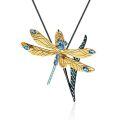 wholesale S925 Sterling Silver Designer Brooch Pendant Two-Way Dragonfly Design High-End Natural Topaz Necklace Pendant-0-4
