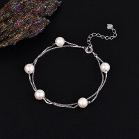 Sterling Silver Pearl Bead Cubic Zirconia Bracelet, 2025 New Women's Gift-925 Silver YSM-2100