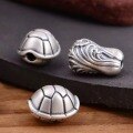 wholesale 3D Hard Silver Tortoise Shell Cabbage Bead Spacer, Wealth and Prosperity Scatter Beads for DIY Handmade Jewelry Accessories-0-3