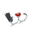 wholesale Designer-style natural heart gemstone ring with tassels, uniquely designed for a niche and sophisticated look 925 silver black onyx ring-0-6