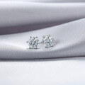 wholesale 925 Sterling Silver Moissanite Stud Earrings, Unisex Hip-Hop 1 Carat Six-Prong Earrings, High-End Single Diamond Earrings-0-3