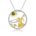 wholesale 925 Silver Chinese Style Zodiac Sheep Pendant with Natural Gemstone Necklace-0-6