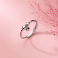 wholesale S925 silver ring for women, Korean-style minimalist heart bow index finger ring, sweet glossy bead ring J8051-0-1