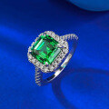 wholesale S925 silver jewelry new style emerald pagoda Asscher cut 8*8 ring hot sale on AliExpress for cross-border-0-1