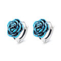 wholesale S925 Sterling Silver Vintage Enamel Epoxy 3D Rose Design Luxury French-style Ear Clips Earrings-0-4