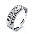 wholesale S925 sterling silver vintage distressed multi-layer six-word mantra Thai silver ring trendy unisex index finger ring-0-3
