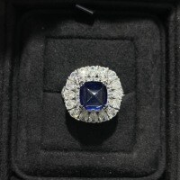 18k Gold Plated S925 Silver Vintage Cultured Sapphire Ring with Gemstones, Wholesale Stock-Lab-grown sapphire ring  US size 5
