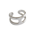 wholesale S925 Sterling Silver JT280 Korean-style Student Hollow Silver Ring with INS Minimalist H Letter Design, Adjustable Open Ring for Women-0-4