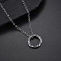 wholesale S925 silver Moebius ring necklace for men, trendy brand, versatile silver curb chain pendant necklace-0-2