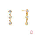 wholesale S925 Sterling Silver INS Minimalist Three-Diamond Stud Earrings,-0-5