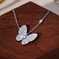 wholesale S925 Sterling Silver Butterfly Full Diamond Necklace for Women, Fashionable and Luxurious, Versatile with a High-End Feel, Choker Jewelry Wholesale-0-5