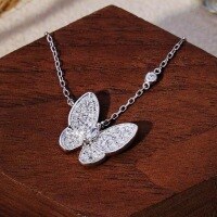 wholesale S925 Sterling Silver Butterfly Full Diamond Necklace for Women, Fashionable and Luxurious, Versatile with a High-End Feel, Choker Jewelry Wholesale-Classic Butterfly Necklace 925 Silver