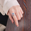 wholesale S925 Sterling Silver Year of the Rabbit Korean Style Cute Resin Bow Rabbit Fresh and Elegant Open Ring-0-3