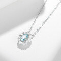 wholesale 18k gold-plated S925 silver necklace with French Paraiba-colored aqua blue moissanite 5*7mm oval pendant for women-0-1