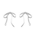 wholesale S925 Sterling Silver Korean-style Minimalist Bow Earrings for Women, Elegant and Chic Blogger-Inspired Earrings-0-4
