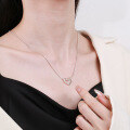 wholesale S925 Sterling Silver Korean-style Irregular Heart Trendy Creative Fresh and Versatile Hollowed-out Collarbone Necklace-0-3