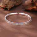 wholesale 990 Sterling Silver "Fú" Character Open Bangle Bracelet for Women, Engraved with Auspicious Words for Wealth and Joy, Pure Silver Gift for Girlfriend-0-1