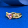 wholesale S925 Silver 5*7mm Oval Padparadscha Pink Cocktail Ring for Women, Ins Style, Daily Commute-0-1