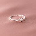 wholesale 925 Sterling Silver Heart-Shaped Diamond Ring, Minimalist INS Cold Style Pave Diamond Hollow Design Ring R00202-0-1