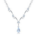 wholesale S925 Sterling Silver Luxury Natural Topaz Necklace, High-End Feel Sweater Chain, Sapphire Pendant-0-4
