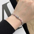 wholesale S925 Sterling Silver Cross-Border Europe and America Women's Bracelet with Colorful Zirconia Full Setting, Small Niche Luxury Gift for Girlfriend with Design Sense Hand Jewelry-0-0
