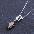 wholesale S925 Silver Luxury High-End Natural Smoky Quartz Pendant with Fashionable Design and Uniquely Cut Gemstone Necklace-0-2