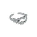 wholesale S925 Sterling Silver JF618 Korean Minimalist Asymmetric Openwork Textured Open Ring for Women-0-5