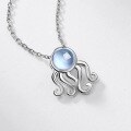 wholesale S925 Sterling Silver Fashionable Octopus Pendant Necklace with Aquamarine, Cute and Versatile-0-2