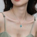 wholesale S925 silver-plated white gold pendant choker necklace with stylish and versatile synthetic turquoise, spring and summer new collection, wholesale from manufacturers-0-1