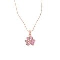wholesale S925 Sterling Silver 1285 Korean Style Clavicle Chain Small Design Elegant Pink Zircon Kitten Paw Print Necklace for Women-0-4