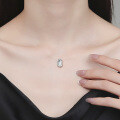 Sterling Silver Moissanite Rectangular Pendant Necklace-0-2
