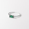 wholesale S925 Sterling Silver Simple Green Square Diamond Ring Korean Style Adjustable Open Band Index Finger Ring J9968-0-1