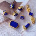 wholesale S925 gold-plated, inlaid with natural lapis lazuli accessories, DIY bracelet and necklace accessories, spacer beads for hand-braided rope accessories-0-3
