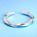 wholesale 925 Sterling Silver Minimalist Möbius Couple Ring for Women, Irregular Small Wave Design Matching Band for Men, Open Ring for Students-0-3