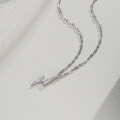 S925 Silver Full Diamond Collar Necklace Women HW Moissanite Lightning Pendant-0-0