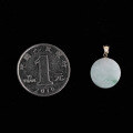 wholesale 18K Gold Certified Icy Mung Bean Jadeite Round Plain Pendant with Floating Floral Patterns, Simple and Minimalist Pi An Kou Amulet-0-3