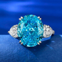 wholesale S925 Silver New Jewelry Sea Blue Ice Flower Cut Ring Women's 10*12 Oval One Piece Dropshipping-R759 Ocean Blue>No. 6